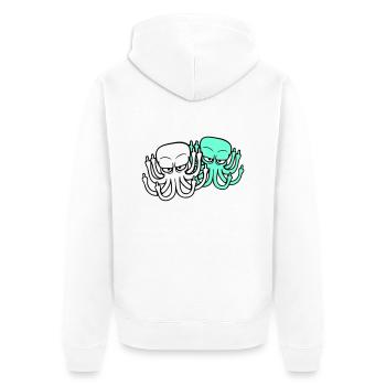 2 Pieuvre Majeur Insulte Fuck Off Équipe - Veste à capuche bio Premium Unisexe - blanc - Dos - Thijin (182cm)