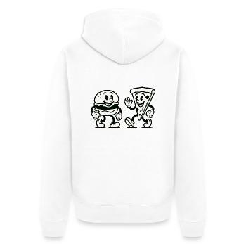 burger pizza comic - Unisex Premium Bio Zip Hoodie - Weiß - Hinten - Thijin (182cm)