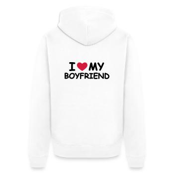 I Love My Boyfriend - Unisex Premium Bio Zip Hoodie - Weiß - Hinten - Thijin (182cm)