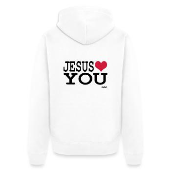jesus loves you - Veste à capuche bio Premium Unisexe - blanc - Dos - Thijin (182cm)