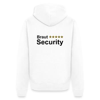 Braut Security Junggesellin Abschied - Unisex Premium Bio Zip Hoodie - Weiß - Hinten - Thijin (182cm)