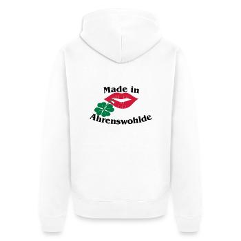 Made in Ahrenswohlde - Unisex Premium Bio Zip Hoodie - Weiß - Hinten - Thijin (182cm)