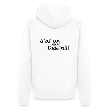 J'ai un(TON MOT) qui dchi - Veste à capuche bio Premium Unisexe - blanc - Dos - Thijin (182cm)