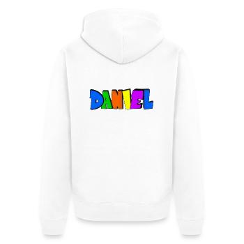 Daniel - Unisex Premium Organic Zip Hoodie - white - Back - Thijin (182cm)