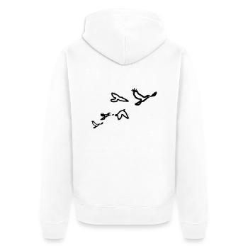 5 Voegel (1 color) - Unisex Premium Bio Zip Hoodie - Weiß - Hinten - Thijin (182cm)
