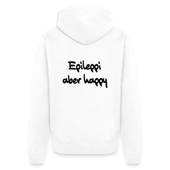 epileppi aber happy - Unisex Premium Bio Zip Hoodie - Weiß - Hinten - Thijin (182cm)