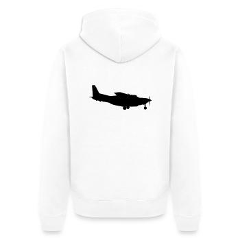 Flugzeug - Unisex Premium Bio Zip Hoodie - Weiß - Hinten - Thijin (182cm)