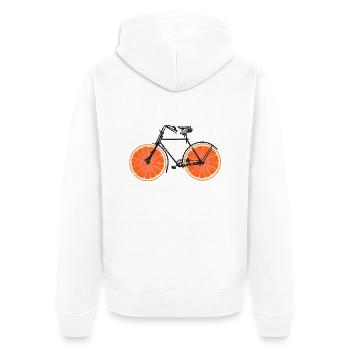 Fahrrad Orangen Früchte Velo Fahrräder Urbanbike - Unisex Premium Bio Zip Hoodie - Weiß - Hinten - Thijin (182cm)