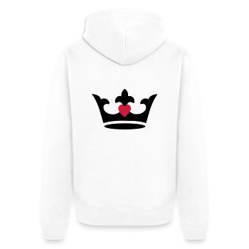 Krone - Herz - Unisex Premium Bio Zip Hoodie - Weiß - Hinten - Thijin (182cm)