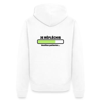 je réfléchis veuillez patienter - Veste à capuche bio Premium Unisexe - blanc - Dos - Thijin (182cm)