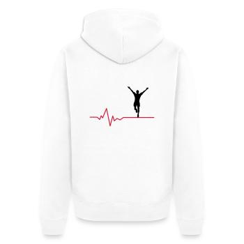 Jogger Puls - Unisex Premium Bio Zip Hoodie - Weiß - Hinten - Thijin (182cm)