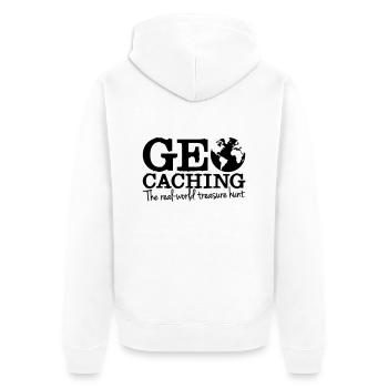 geocaching - the real-world treasure hunt - Unisex Premium Bio Zip Hoodie - Weiß - Hinten - Thijin (182cm)