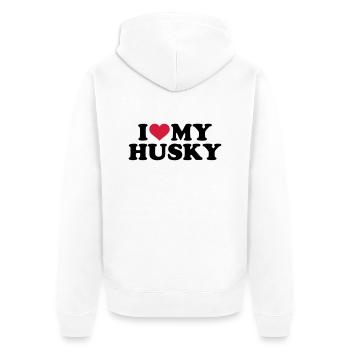 Husky - Unisex Premium Bio Zip Hoodie - Weiß - Hinten - Thijin (182cm)