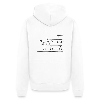 bootsbauer - Unisex Premium Bio Zip Hoodie - Weiß - Hinten - Thijin (182cm)