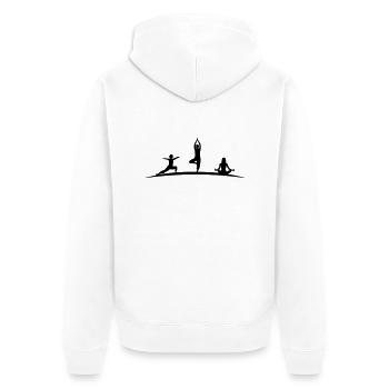 Frauen Yoga - Unisex Premium Bio Zip Hoodie - Weiß - Hinten - Thijin (182cm)