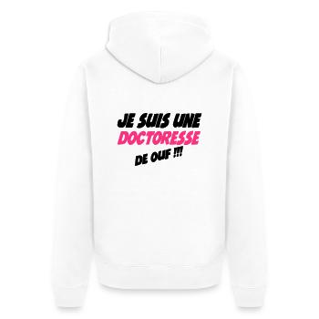 Je suis une doctoresse de ouf !!! - Unisex Premium Bio Zip Hoodie - Weiß - Hinten - Thijin (182cm)