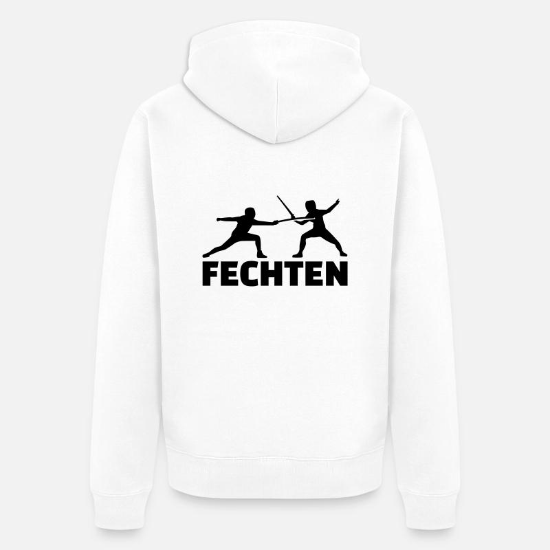 Fechten - Unisex Premium Bio Zip Hoodie - Weiß