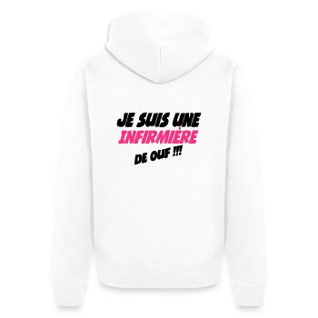 Je suis une infirmière de ouf - Unisex Premium Bio Zip Hoodie - Weiß - Hinten - Thijin (182cm)