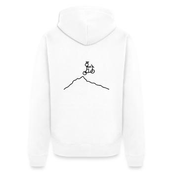 Strichmännchen BMX Fahrrad - Unisex Premium Bio Zip Hoodie - Weiß - Hinten - Thijin (182cm)