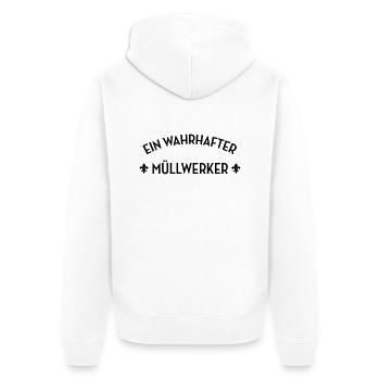Müllwerker Müllwerkerin Kehrmaschine Müllmann Müll - Unisex Premium Bio Zip Hoodie - Weiß - Hinten - Thijin (182cm)