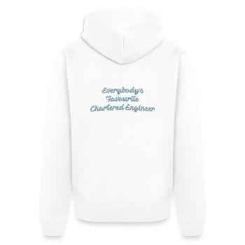 Everybodys favourite chartered engineer - Unisex Premium Organic Zip Hoodie - white - Back - Thijin (182cm)