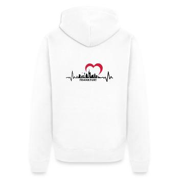 Skyline - Frankfurt Herz - Unisex Premium Bio Zip Hoodie - Weiß - Hinten - Thijin (182cm)