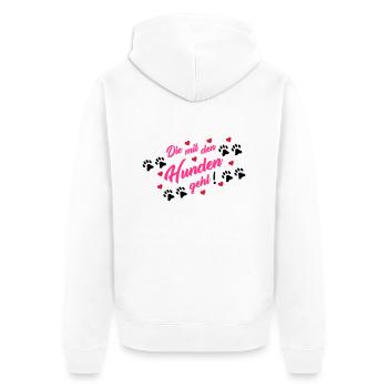 die_mit_den_hunden_geht_002 - Unisex Premium Bio Zip Hoodie - Weiß - Hinten - Thijin (182cm)