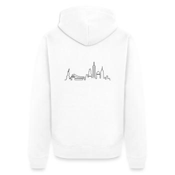 Skyline - New York City - Unisex Premium Bio Zip Hoodie - Weiß - Hinten - Thijin (182cm)