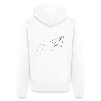PAPIERFLIEGER - Unisex Premium Bio Zip Hoodie - Weiß - Hinten - Thijin (182cm)