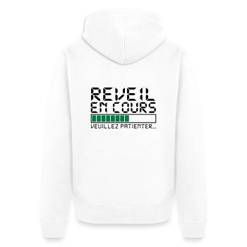 réveil en cours veuillez patienter,citations,drôle - Veste à capuche bio Premium Unisexe - blanc - Dos - Thijin (182cm)