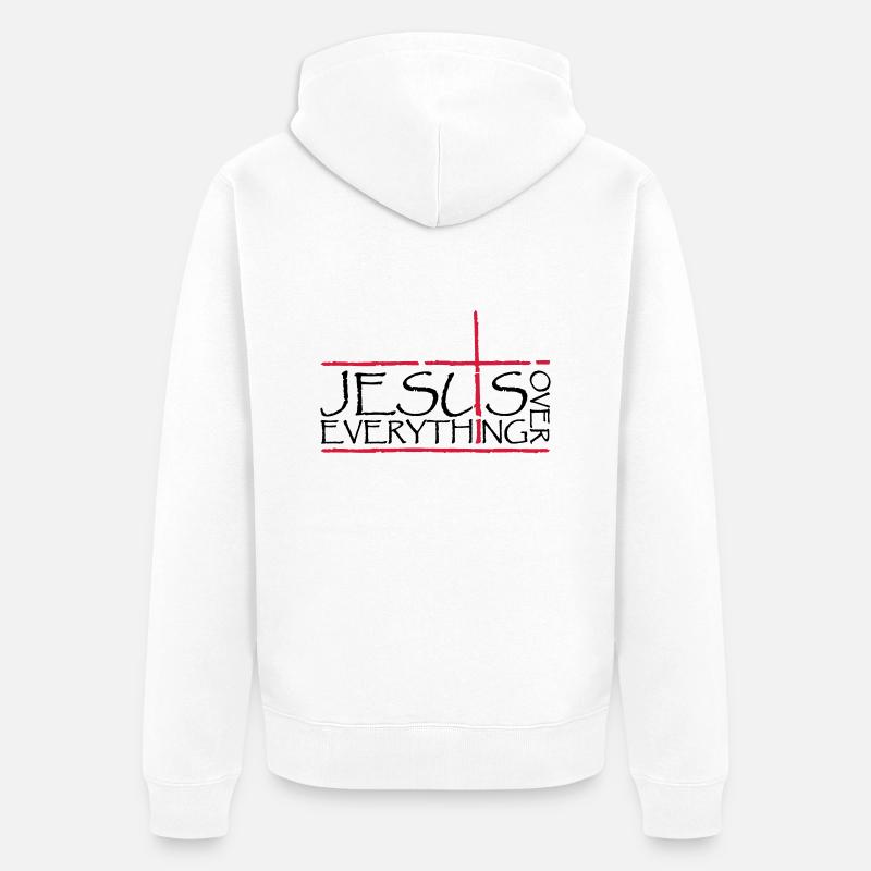 Jésus sur tout - Veste à capuche bio Premium Unisexe - blanc