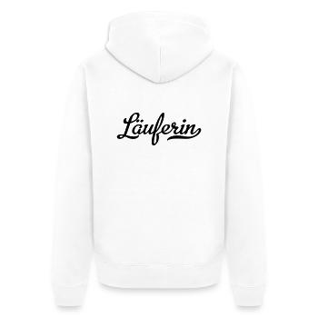 Läuferin - Unisex Premium Bio Zip Hoodie - Weiß - Hinten - Thijin (182cm)