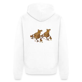 2 gehende Geldsäcke Freunde - Unisex Premium Bio Zip Hoodie - Weiß - Hinten - Thijin (182cm)