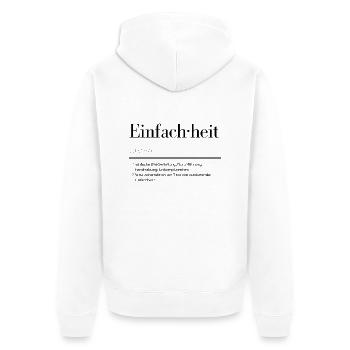 Einfachheit - Unisex Premium Bio Zip Hoodie - Weiß - Hinten - Thijin (182cm)