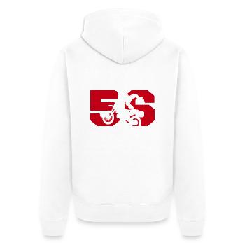 Moto 56 Biker - Unisex Premium Bio Zip Hoodie - Weiß - Hinten - Thijin (182cm)