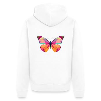 Lebendige Schmetterlingsflügel im Low Poly Stil - Unisex Premium Bio Zip Hoodie - Weiß - Hinten - Thijin (182cm)
