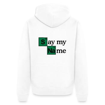 Say my name - Unisex Premium Bio Zip Hoodie - Weiß - Hinten - Thijin (182cm)