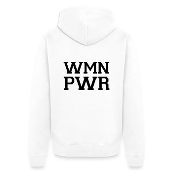 WMN PWR - Unisex Premium Bio Zip Hoodie - Weiß - Hinten - Thijin (182cm)