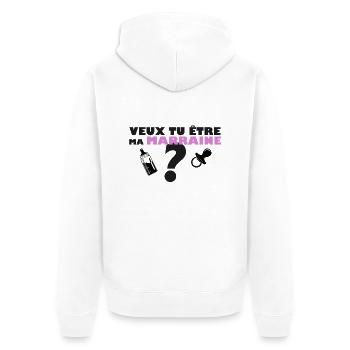 veut tu etre ma marraine - Veste à capuche bio Premium Unisexe - blanc - Dos - Thijin (182cm)