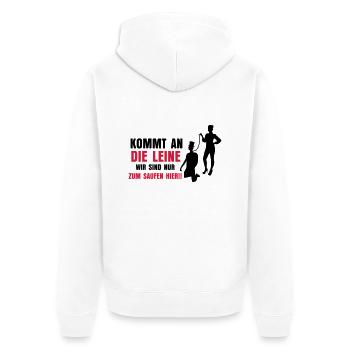 ... KOMMT AN DIE LEINE - Unisex Premium Bio Zip Hoodie - Weiß - Hinten - Thijin (182cm)