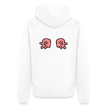 doppeltes Euter - Unisex Premium Bio Zip Hoodie - Weiß - Hinten - Thijin (182cm)