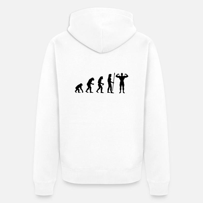 evolution_bodybuilding2 - Unisex Premium Bio Zip Hoodie - Weiß