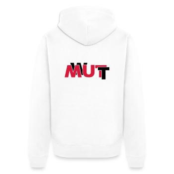 Wut oder Mut - Unisex Premium Bio Zip Hoodie - Weiß - Hinten - Thijin (182cm)
