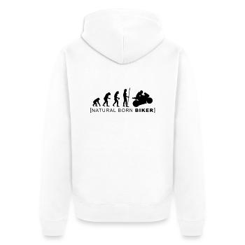 natural born biker - Unisex Premium Bio Zip Hoodie - Weiß - Hinten - Thijin (182cm)