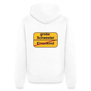 große Schwester - Unisex Premium Bio Zip Hoodie - Weiß - Hinten - Thijin (182cm)