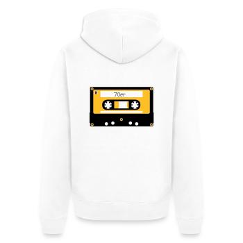 Kassette 70er - Unisex Premium Bio Zip Hoodie - Weiß - Hinten - Thijin (182cm)