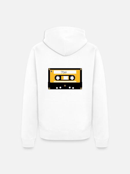 Kassette 70er - Unisex Premium Bio Zip Hoodie - Weiß