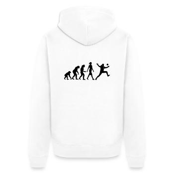 Evolution Handball Torhueterin - Unisex Premium Bio Zip Hoodie - Weiß - Hinten - Thijin (182cm)