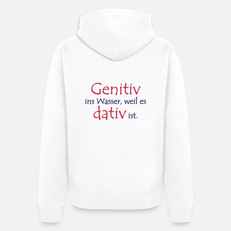 Genitiv vs. dativ - Unisex Premium Bio Zip Hoodie - Weiß