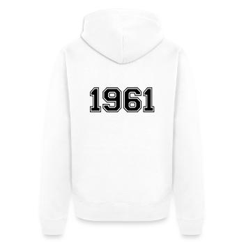1961 - Unisex Premium Organic Zip Hoodie - white - Back - Thijin (182cm)